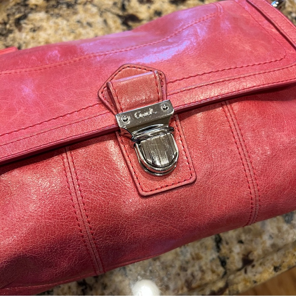 Vintage Y2K Coach Pink Shoulder Bag Layla 18160 Camelia Poppy Leather Purse - Picture 4 of 14